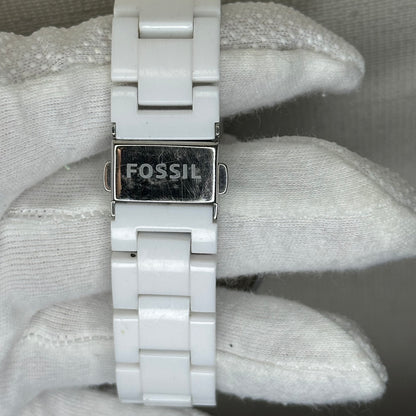 Reloj Fossil ES2444 Mujer Año 2011 Blanco Bisel de Cristales ESCASO