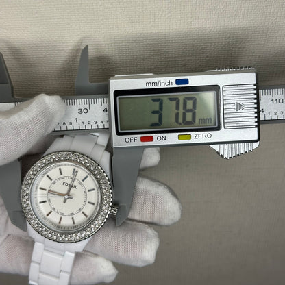 Reloj Fossil ES2444 Mujer Año 2011 Blanco Bisel de Cristales ESCASO
