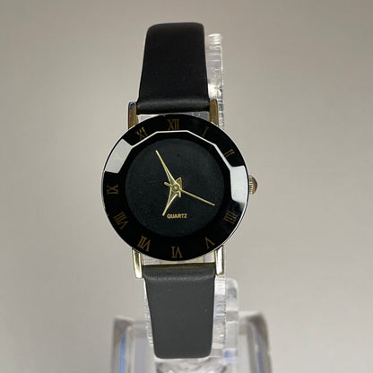 Accutime Mujer Negro Facetado y Romanos Dorados 2016 Impecable