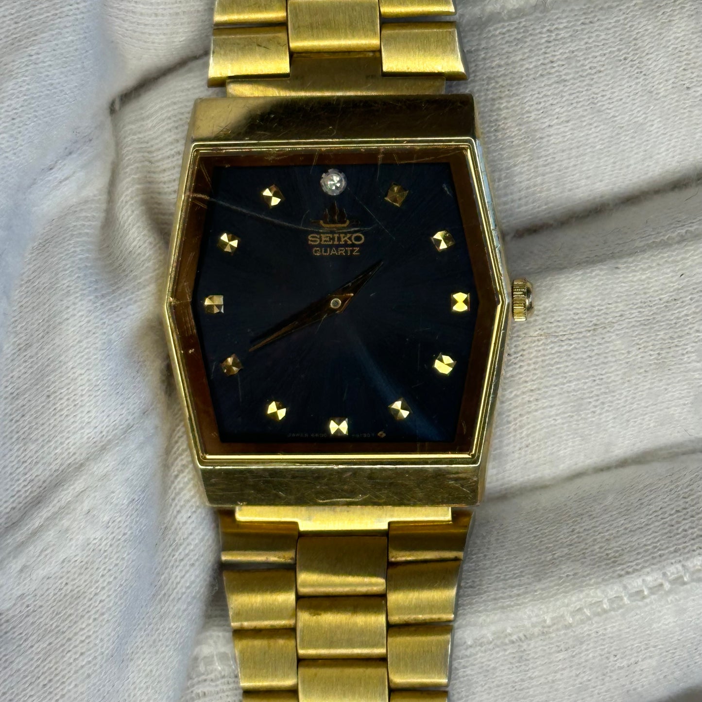 Reloj Seiko 6530-5620 Enero 1985 Dial Azul Facetado Pieza Escasa LEER