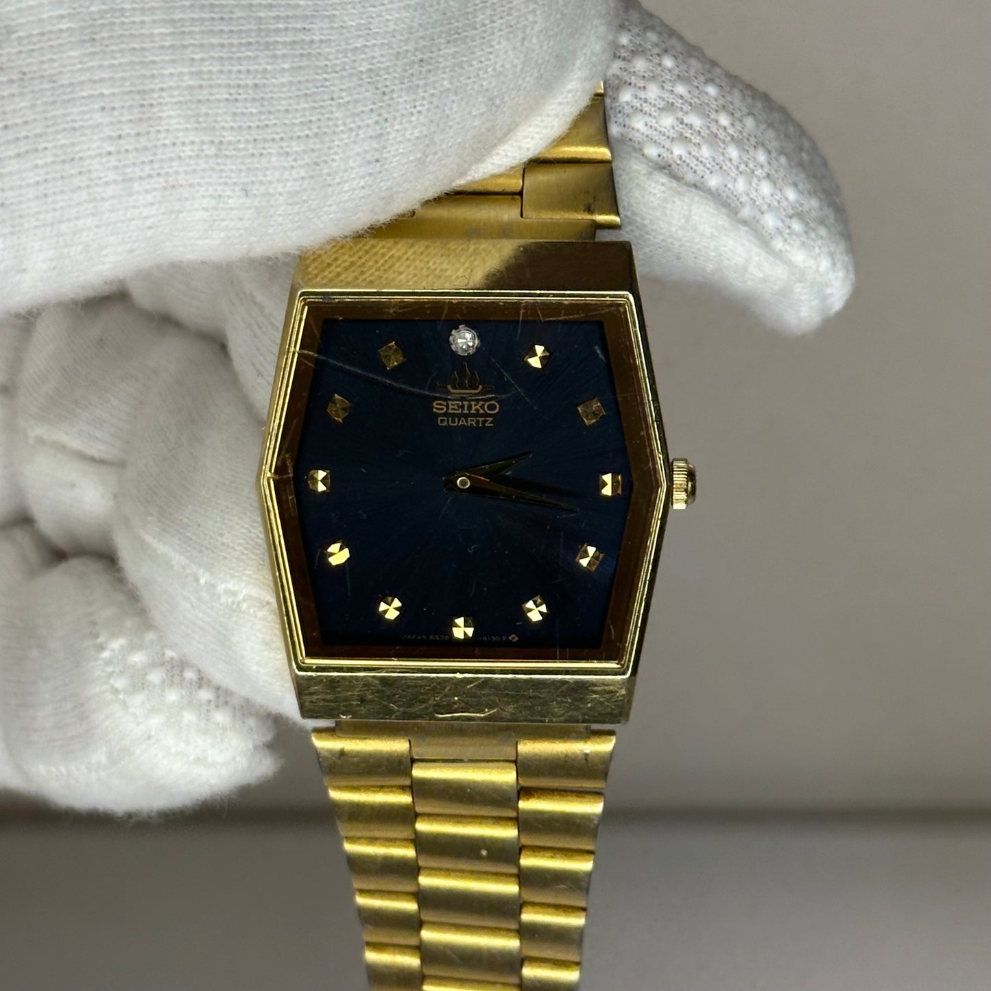 Reloj Seiko 6530-5620 Enero 1985 Dial Azul Facetado Pieza Escasa LEER