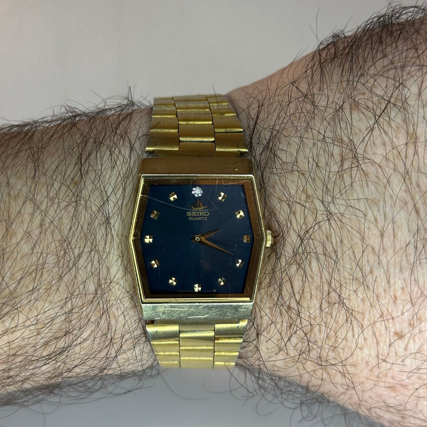 Reloj Seiko 6530-5620 Enero 1985 Dial Azul Facetado Pieza Escasa LEER