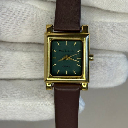 Reloj compacto Main Line Time Mujer Verde Esmeralda Año 1996 Único