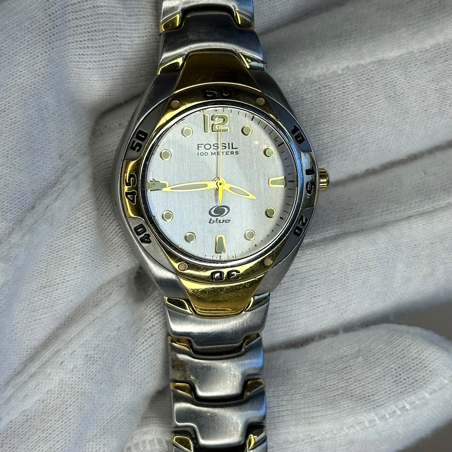 Reloj Fossil Blue Mujer WM3429 Bicolor Año 2003 esfera cepillada plateada