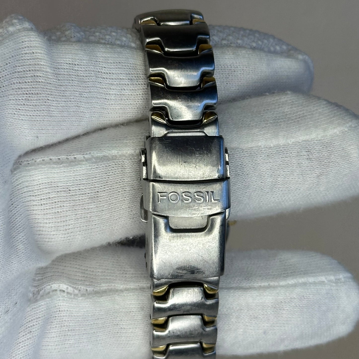 Reloj Fossil Blue Mujer WM3429 Bicolor Año 2003 esfera cepillada plateada