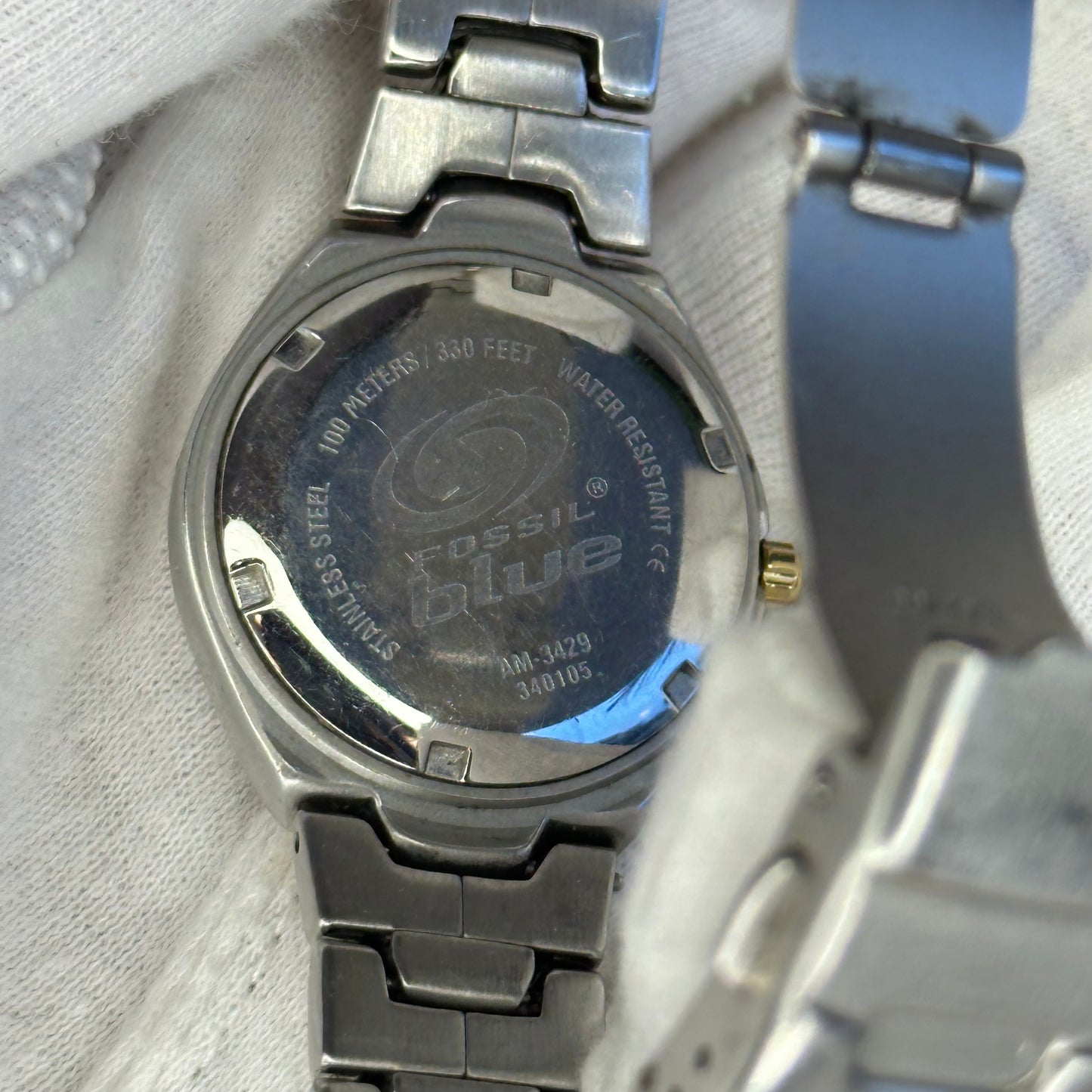Reloj Fossil Blue Mujer WM3429 Bicolor Año 2003 esfera cepillada plateada