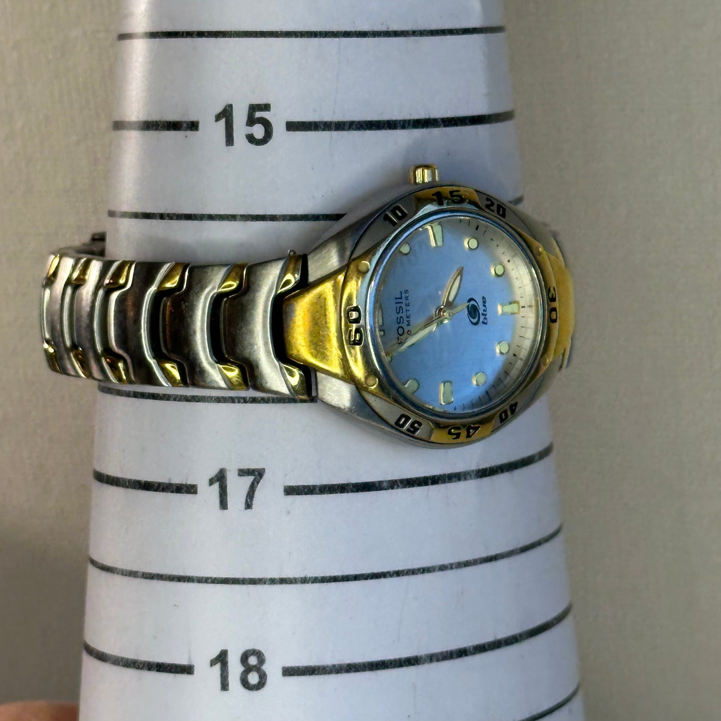 Reloj Fossil Blue Mujer WM3429 Bicolor Año 2003 esfera cepillada plateada