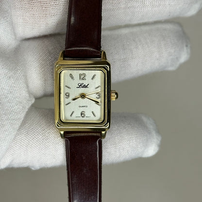 Reloj LTD Mujer Quartz Rectangular | Japón | 1990 | Pulsera original café