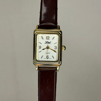 Reloj LTD Mujer Quartz Rectangular | Japón | 1990 | Pulsera original café