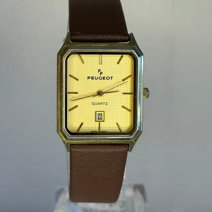 Reloj Peugeot Quartz Hombre Rectangular 1988 Dial Texturizado ÚNICO