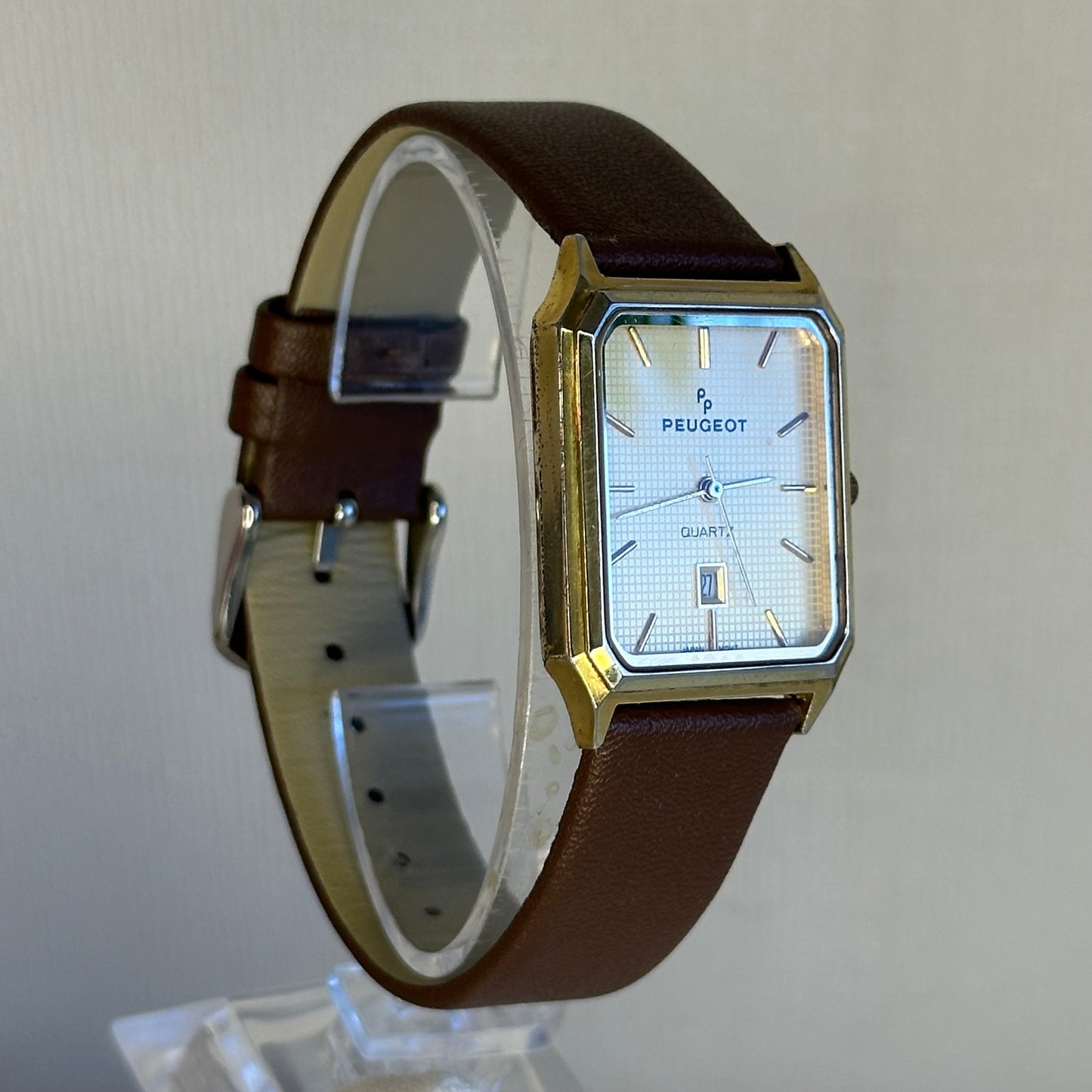 Reloj Peugeot Quartz Hombre Rectangular 1988 Dial Texturizado ÚNICO
