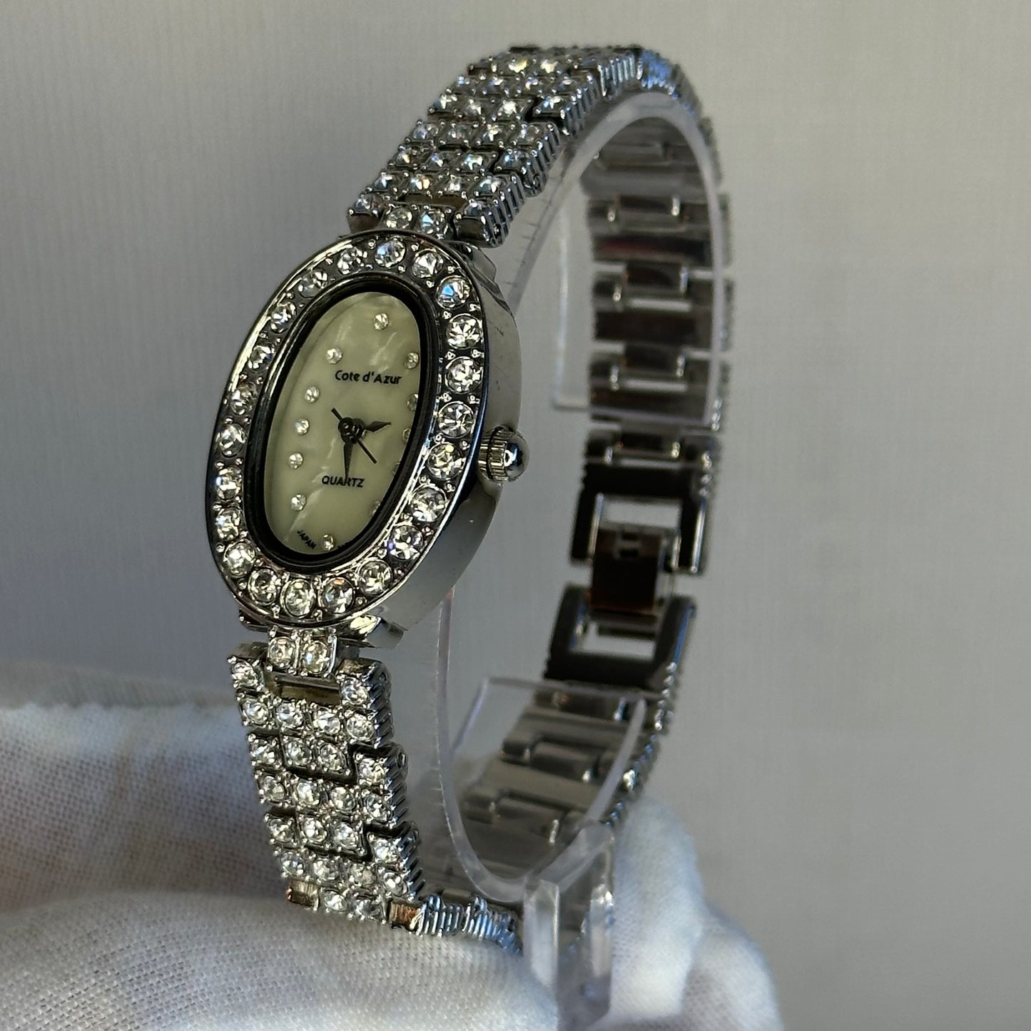 Reloj joya Cote d'Azur Quartz Japón Mujer Oval Cristales 1999