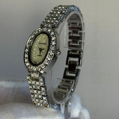 Reloj joya Cote d'Azur Quartz Japón Mujer Oval Cristales 1999