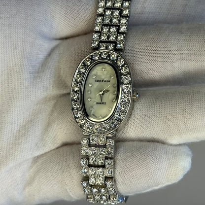 Reloj joya Cote d'Azur Quartz Japón Mujer Oval Cristales 1999