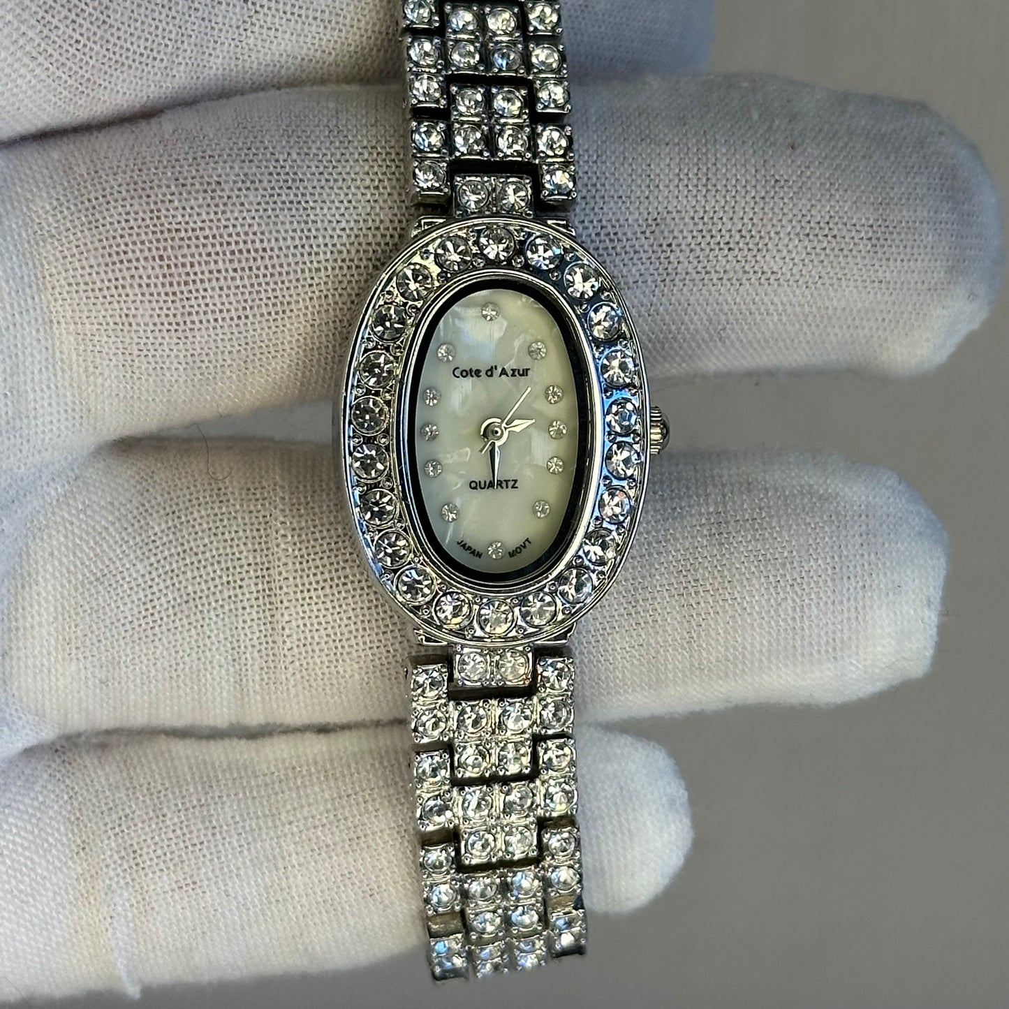 Reloj joya Cote d'Azur Quartz Japón Mujer Oval Cristales 1999