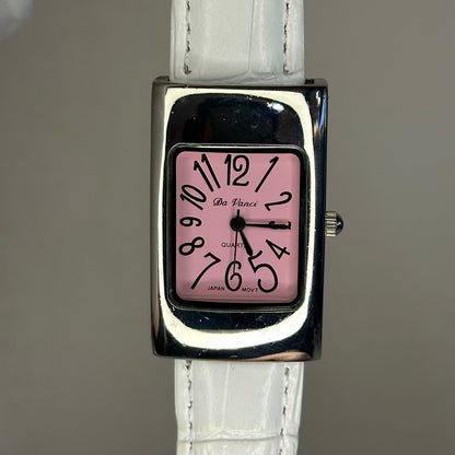 Reloj Da Vanci Japan Movt Mujer Rectangular Rosa 2005 Pulsera blanca
