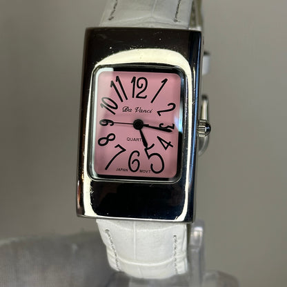 Reloj Da Vanci Japan Movt Mujer Rectangular Rosa 2005 Pulsera blanca