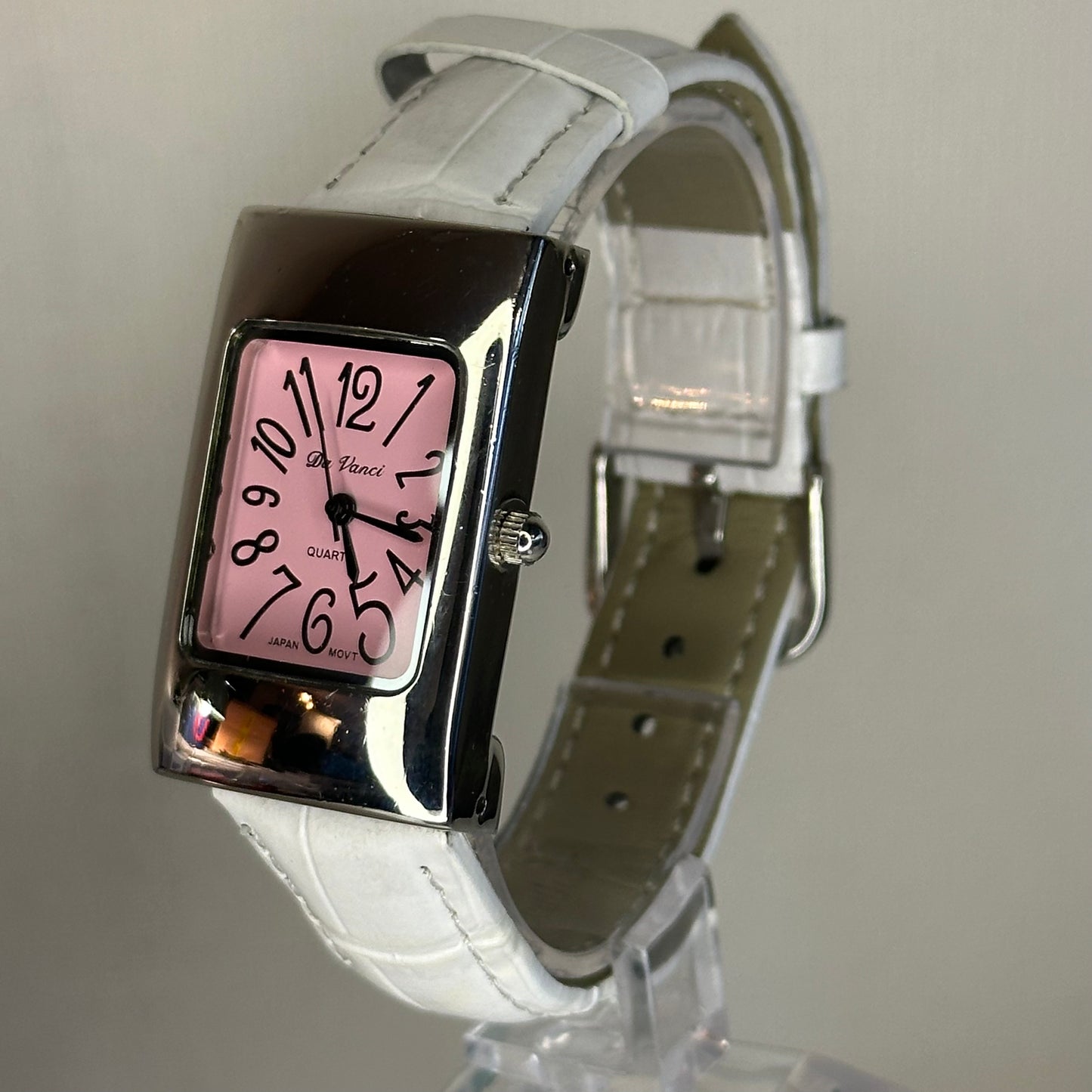Reloj Da Vanci Japan Movt Mujer Rectangular Rosa 2005 Pulsera blanca