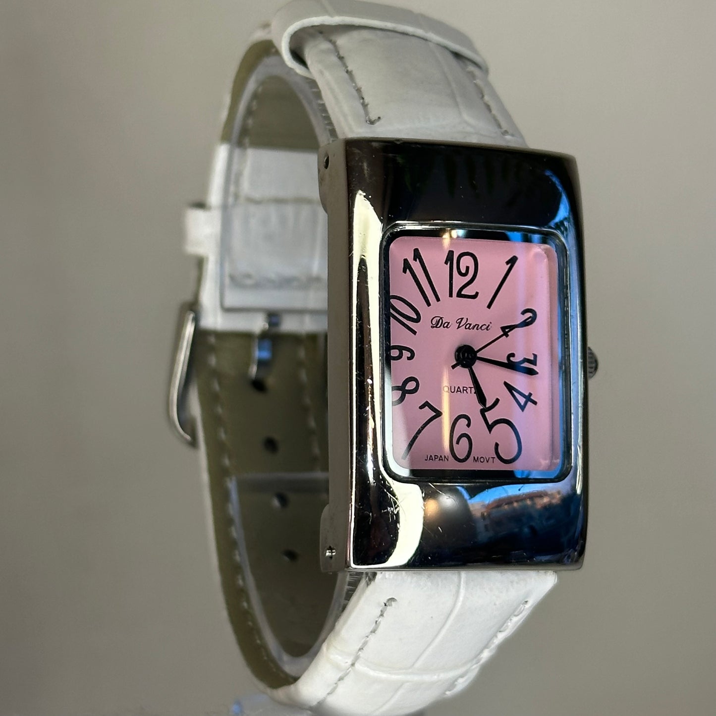 Reloj Da Vanci Japan Movt Mujer Rectangular Rosa 2005 Pulsera blanca