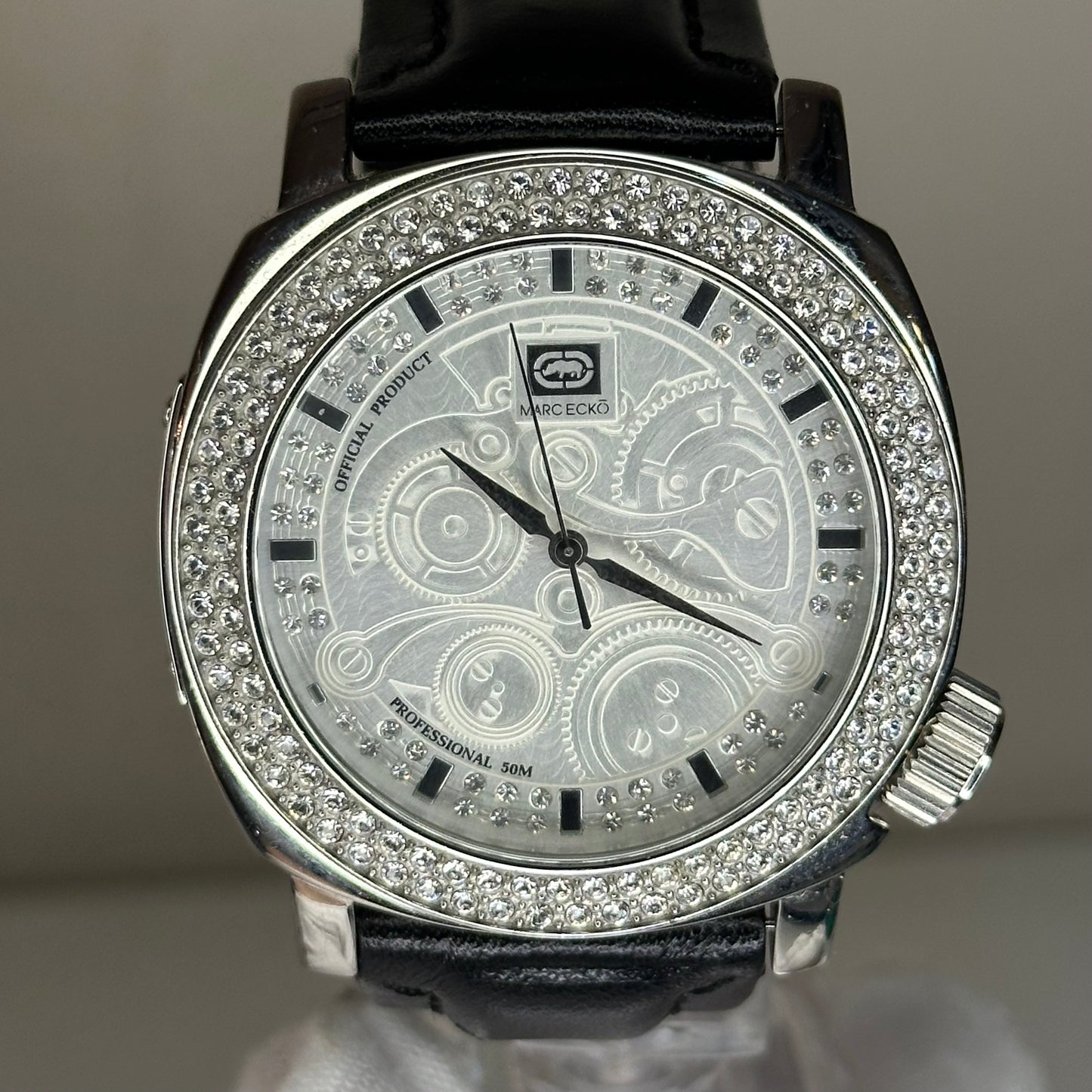 Marc Ecko 2011 Dial arquitectónico nacarado 42 mm pulsera original firmada ÚNICO