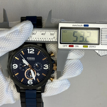 Reloj Fossil JR1494 Cronógrafo Oversized 2015 Azul Cobre 50 mm Pulsera Original