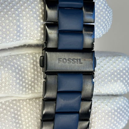 Reloj Fossil JR1494 Cronógrafo Oversized 2015 Azul Cobre 50 mm Pulsera Original