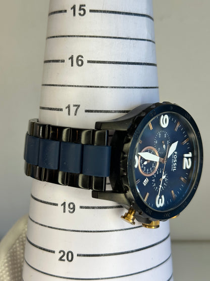 Reloj Fossil JR1494 Cronógrafo Oversized 2015 Azul Cobre 50 mm Pulsera Original