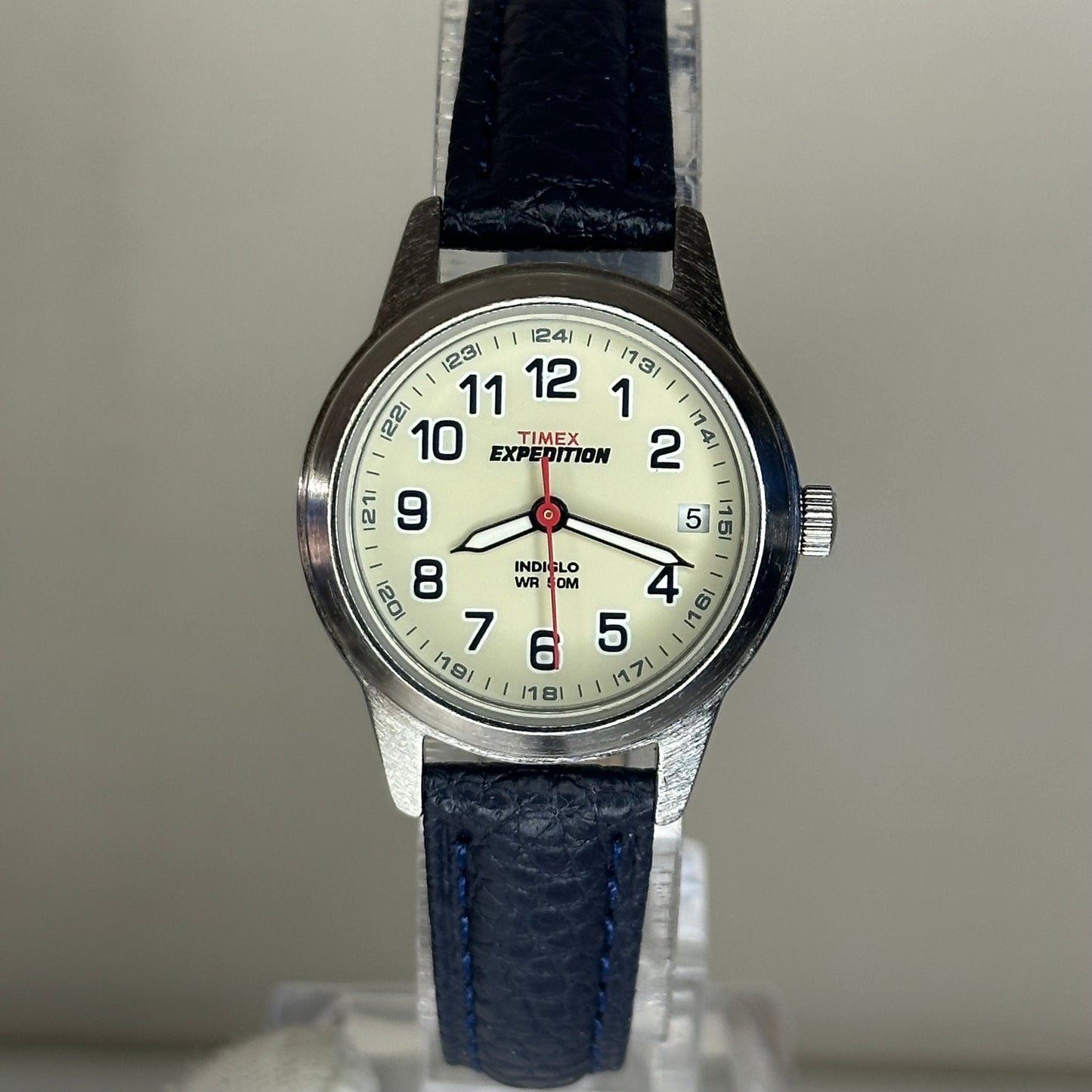Reloj Timex Expedition Mujer S6 NOS (junio 2008) Indiglo 27 mm Esfera crema