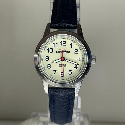 Reloj Timex Expedition Mujer S6 NOS (junio 2008) Indiglo 27 mm Esfera crema
