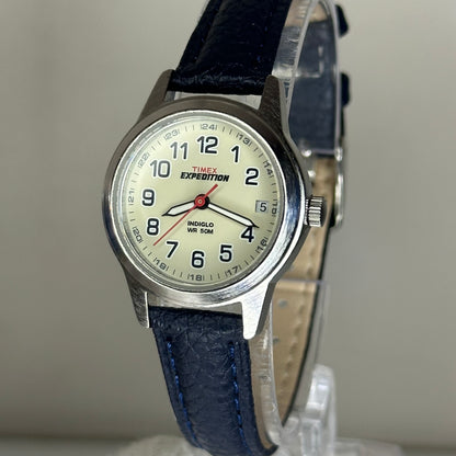 Reloj Timex Expedition Mujer S6 NOS (junio 2008) Indiglo 27 mm Esfera crema