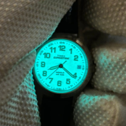 Reloj Timex Expedition Mujer S6 NOS (junio 2008) Indiglo 27 mm Esfera crema