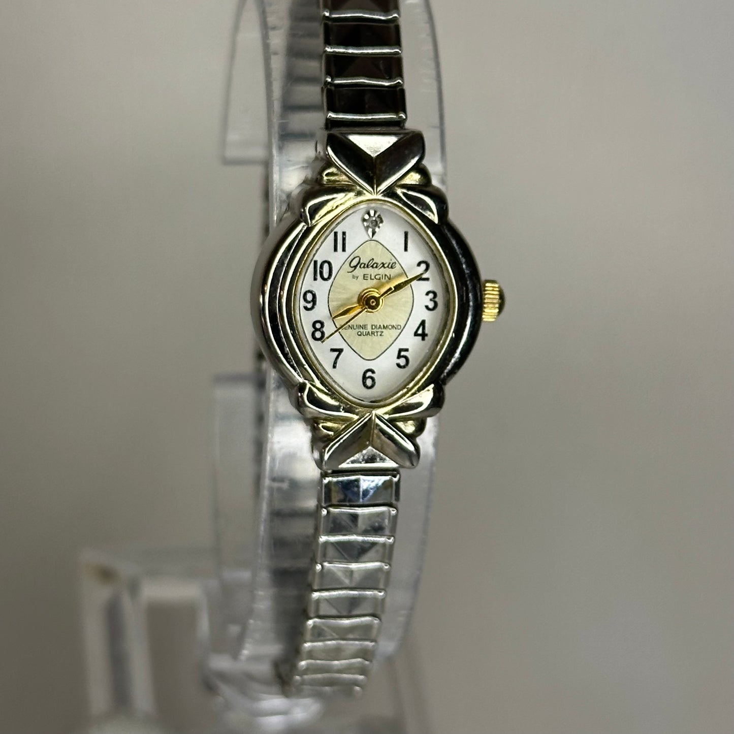 Reloj joya Elgin Galaxie Genuine Diamond Quartz Año 1992 Mujer