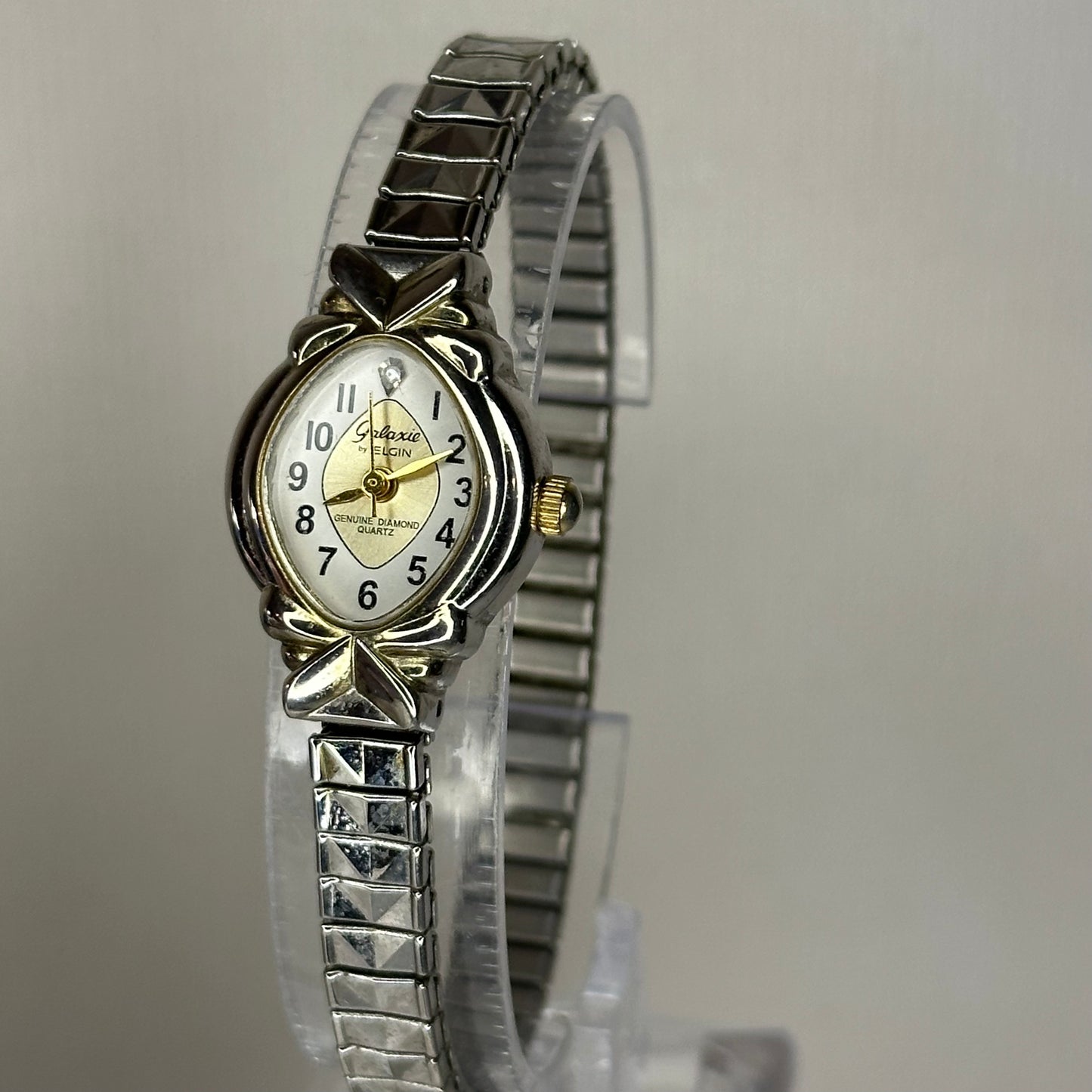 Reloj joya Elgin Galaxie Genuine Diamond Quartz Año 1992 Mujer