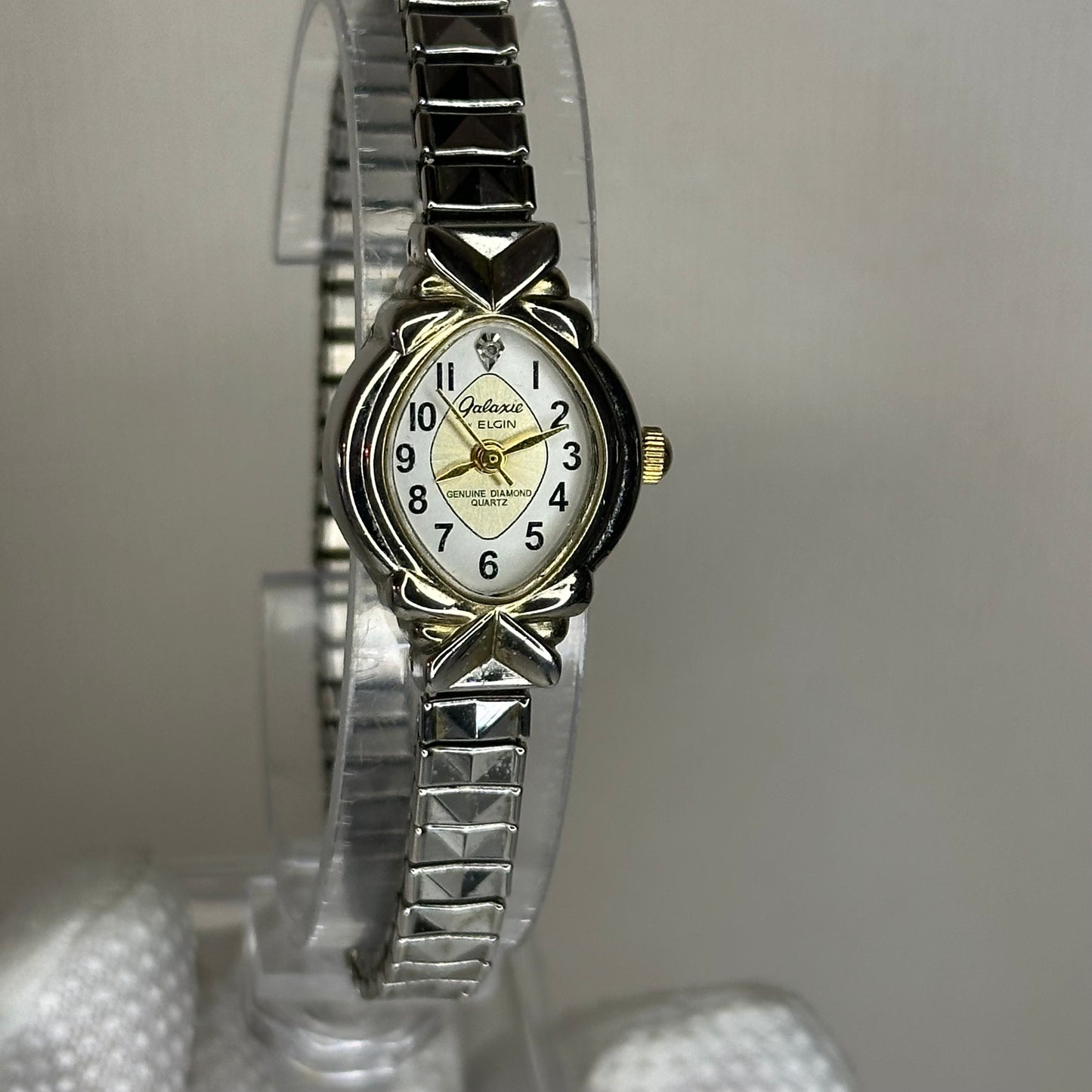 Reloj joya Elgin Galaxie Genuine Diamond Quartz Año 1992 Mujer