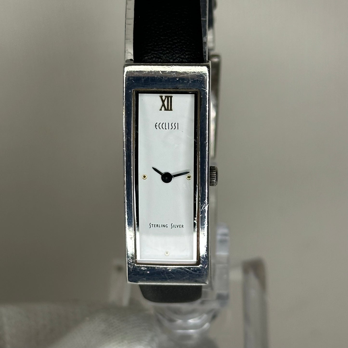 Reloj de plata maciza auténtica Ecclissi Sterling Silver Tank Mujer 2003 ÚNICO LEER
