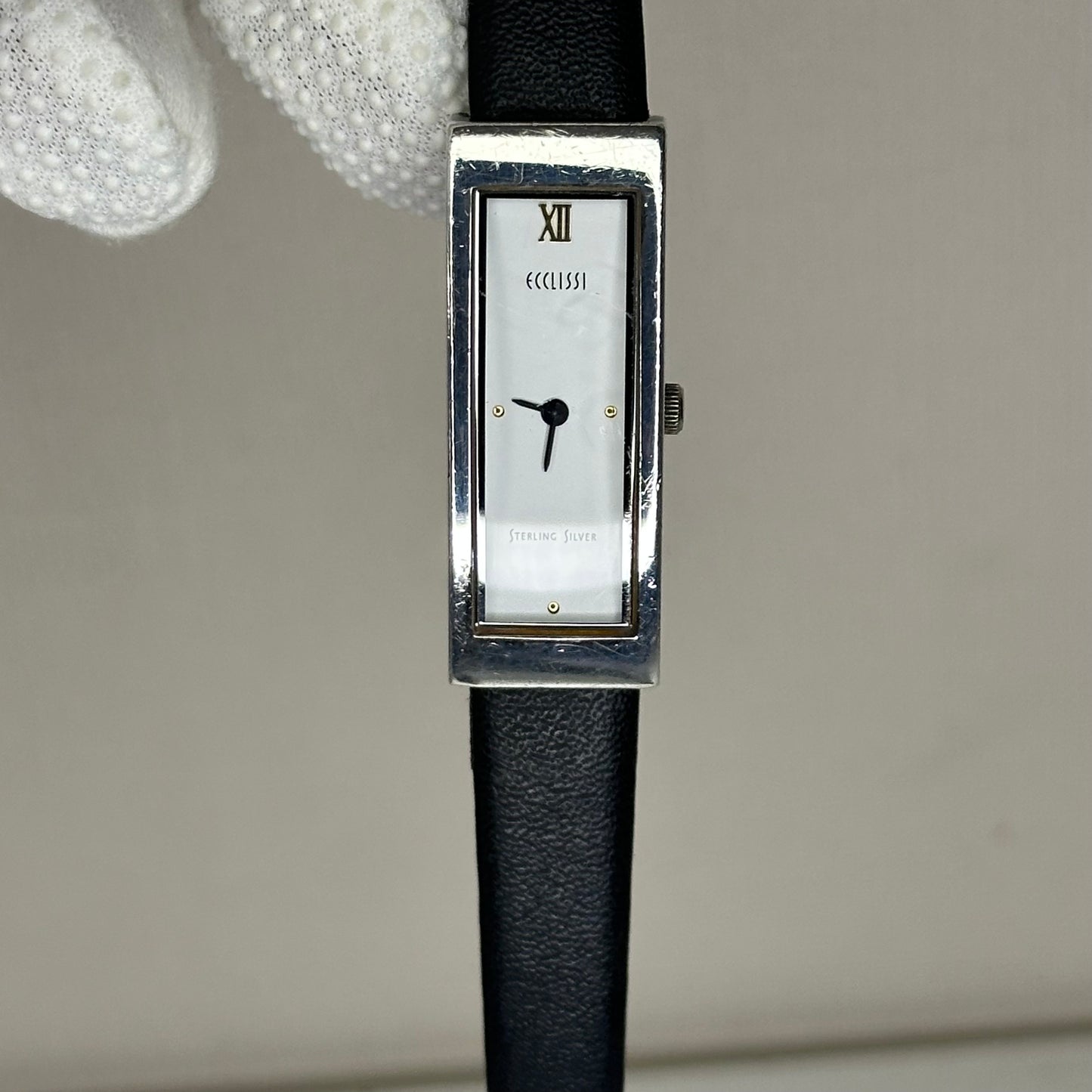 Reloj de plata maciza auténtica Ecclissi Sterling Silver Tank Mujer 2003 ÚNICO LEER