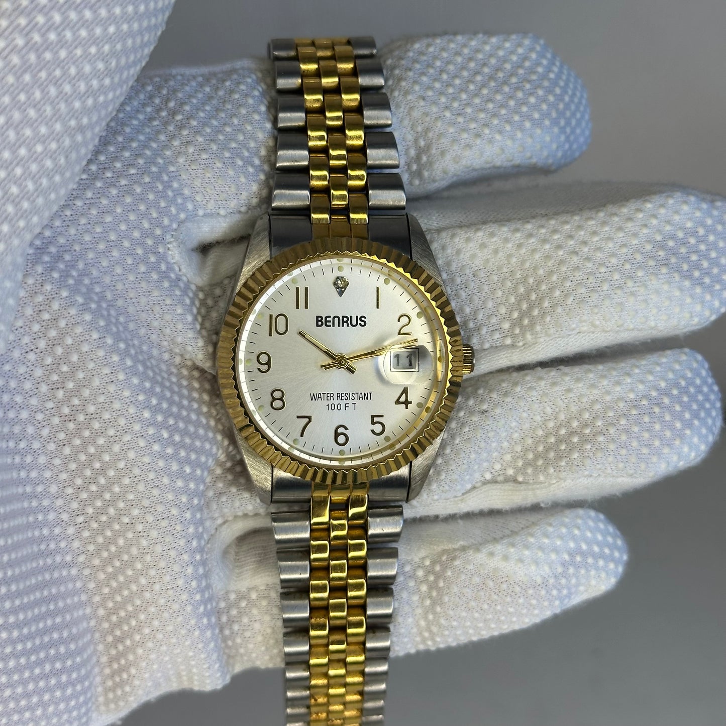 Reloj Benrus BN536 Hombre TwoTone 1992 Bisel Estriado 36 mm