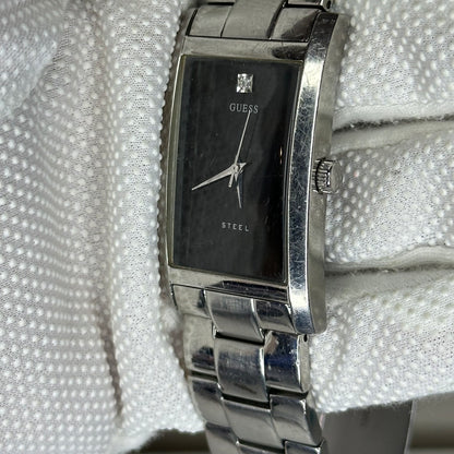 Reloj Grande Guess Steel Hombre Diamond Dial Rectangular 2006 Muy Escaso LEER