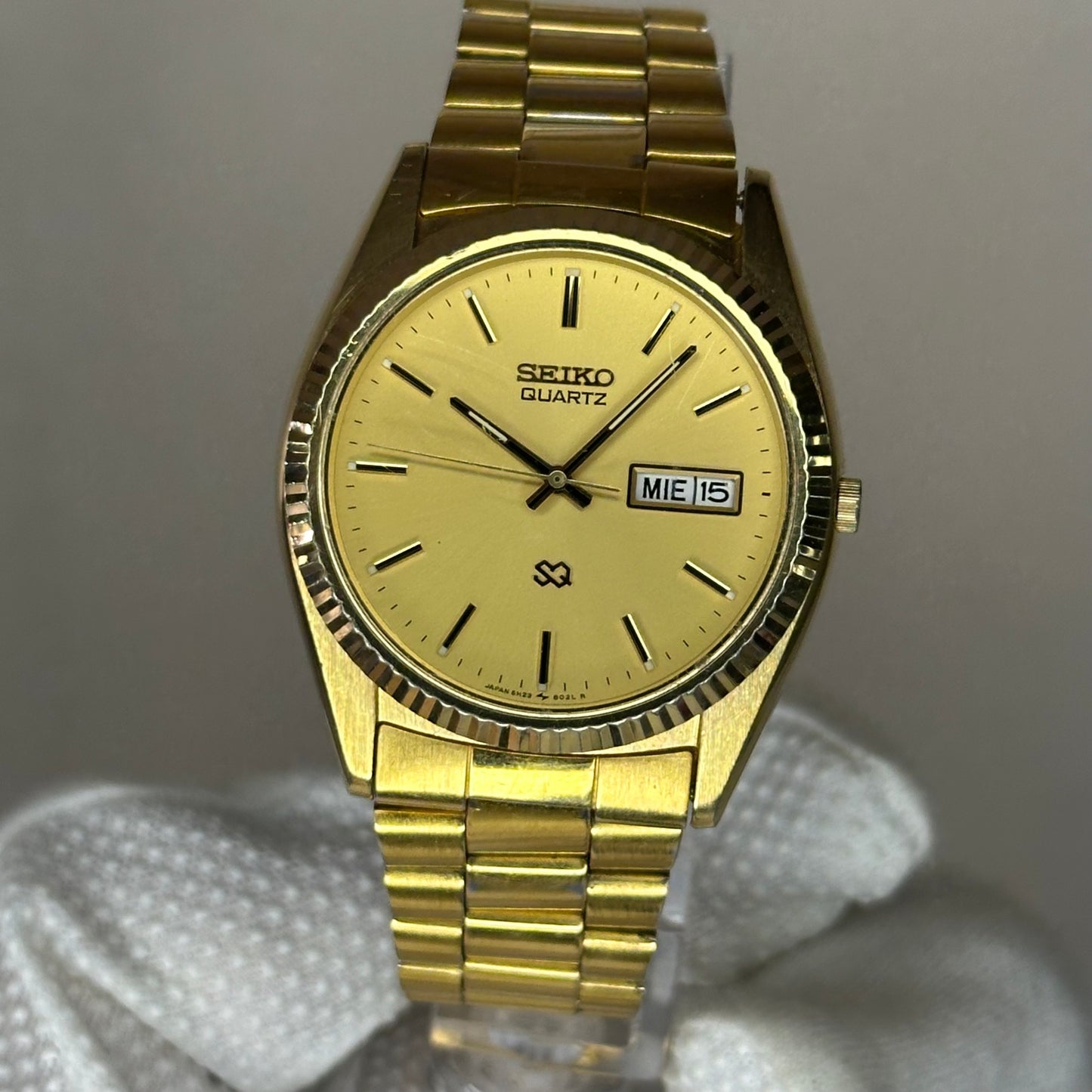 Reloj Seiko SQ Quartz Hombre 5H23-802L Gold Dial | Mayo de 1986