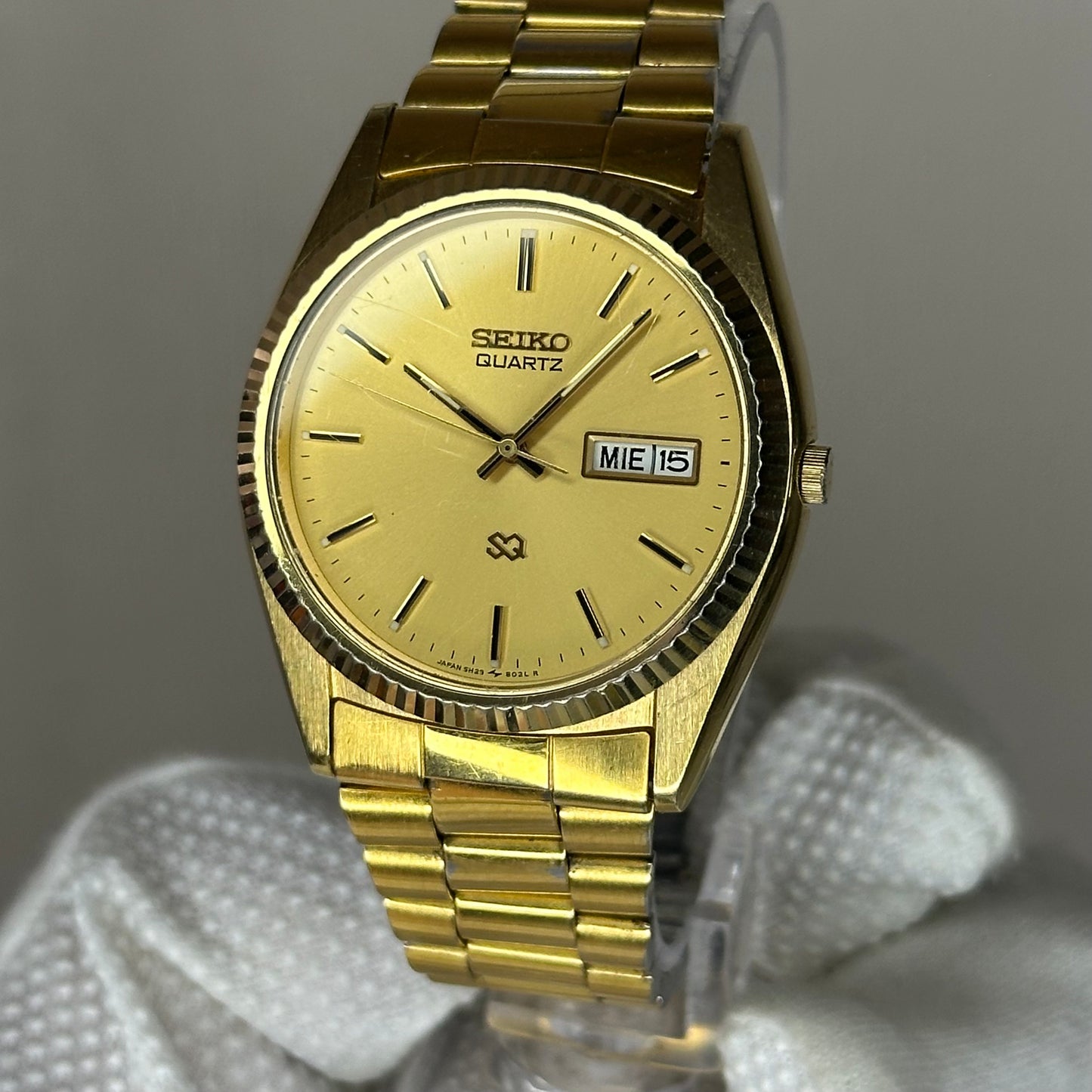 Reloj Seiko SQ Quartz Hombre 5H23-802L Gold Dial | Mayo de 1986