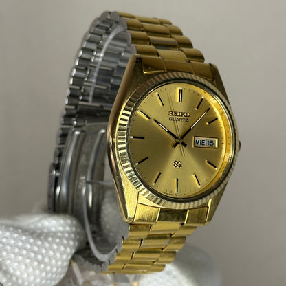 Reloj Seiko SQ Quartz Hombre 5H23-802L Gold Dial | Mayo de 1986