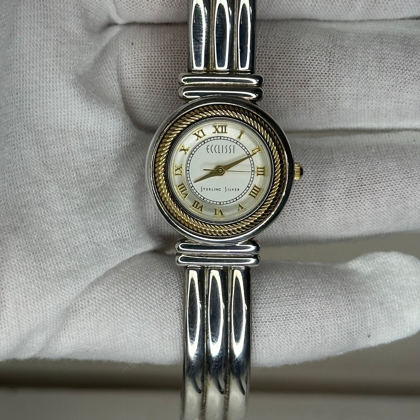 Reloj joya Ecclissi de plata real con brazalete de plata 925 Bicolor Año 1998