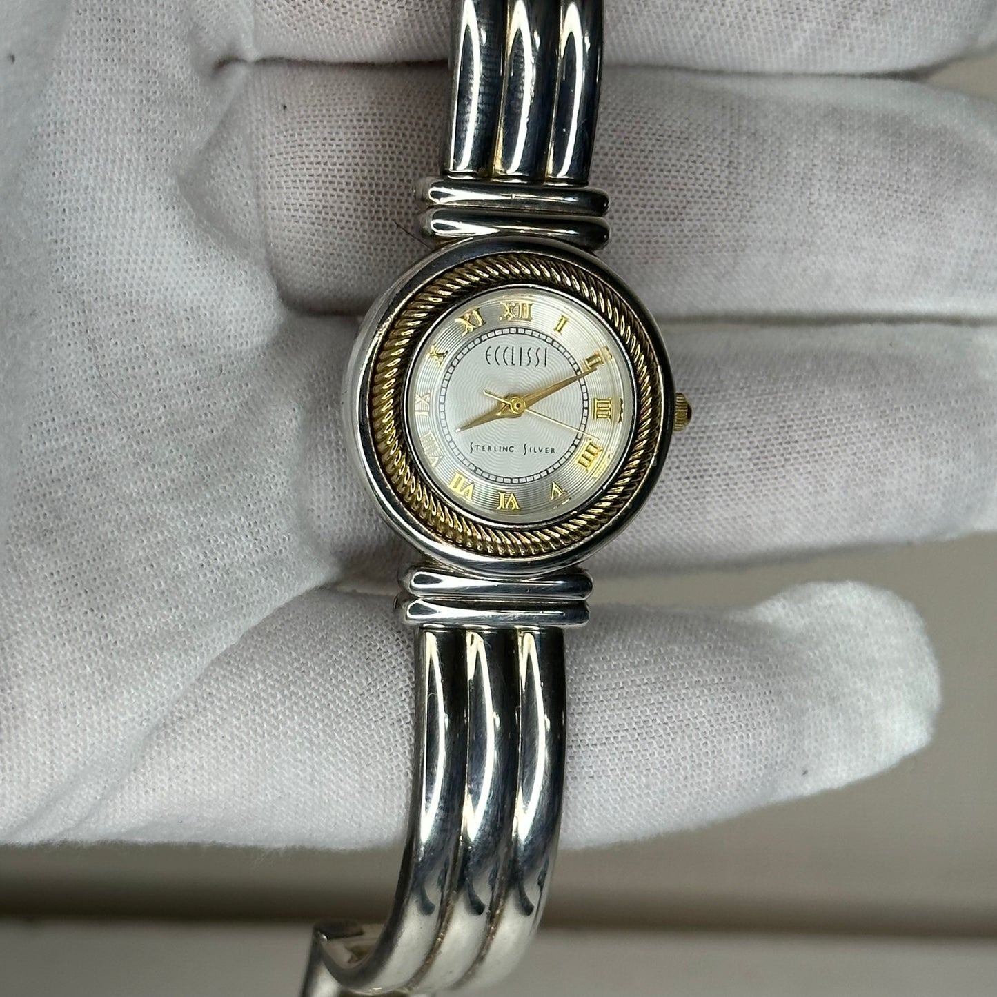 Reloj joya Ecclissi de plata real con brazalete de plata 925 Bicolor Año 1998