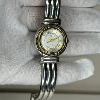 Reloj joya Ecclissi de plata real con brazalete de plata 925 Bicolor Año 1998