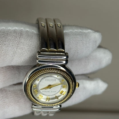 Reloj joya Ecclissi de plata real con brazalete de plata 925 Bicolor Año 1998