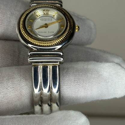 Reloj joya Ecclissi de plata real con brazalete de plata 925 Bicolor Año 1998