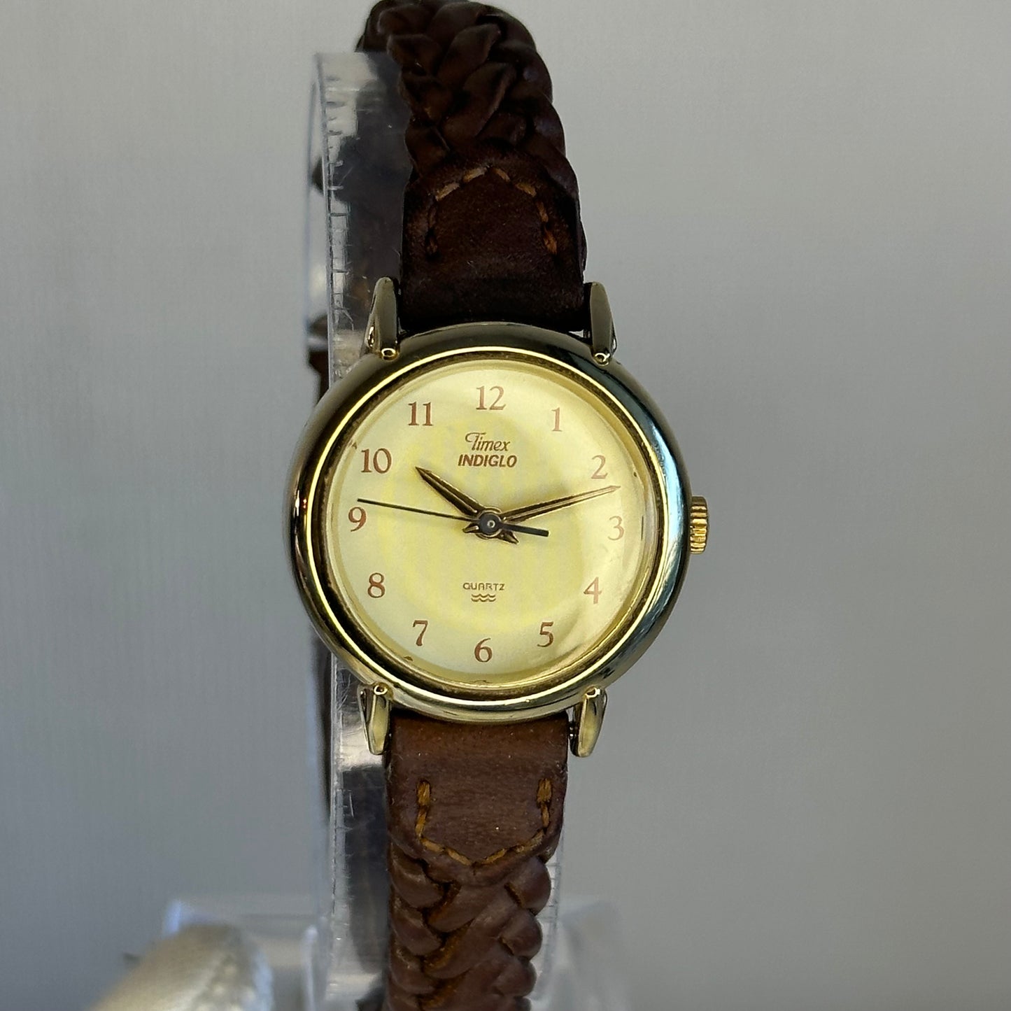 Reloj Timex Indiglo F7 1998 Mujer Pulsera trenzada original y dial texturizado