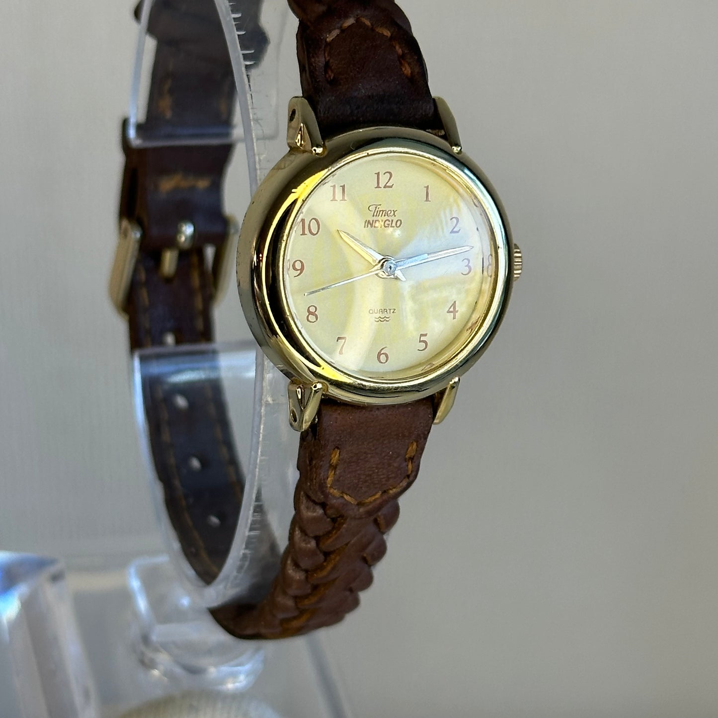 Reloj Timex Indiglo F7 1998 Mujer Pulsera trenzada original y dial texturizado