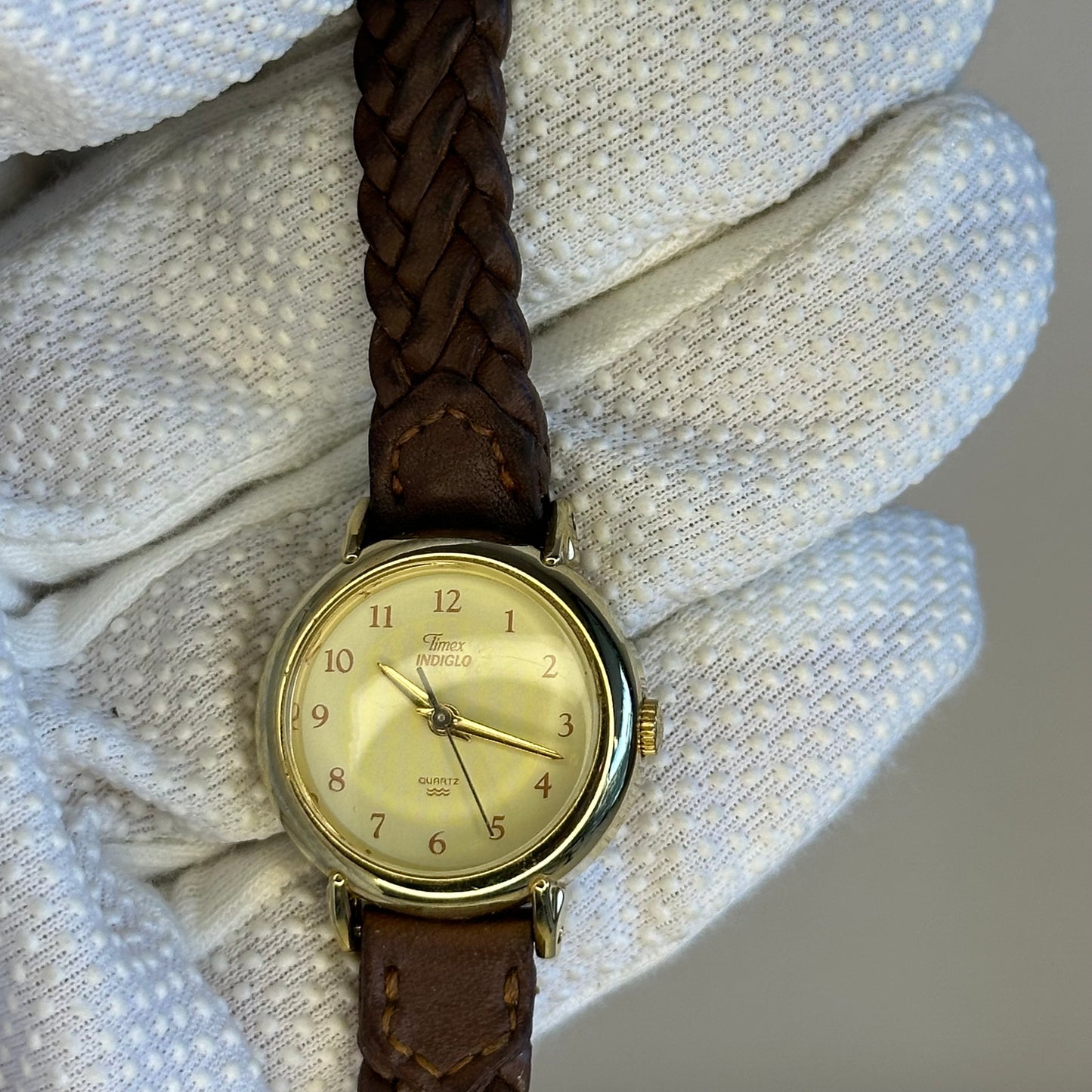 Reloj Timex Indiglo F7 1998 Mujer Pulsera trenzada original y dial texturizado