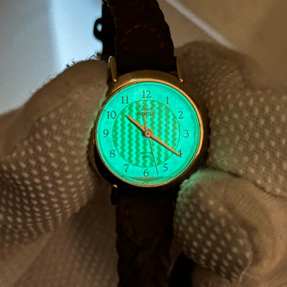 Reloj Timex Indiglo F7 1998 Mujer Pulsera trenzada original y dial texturizado